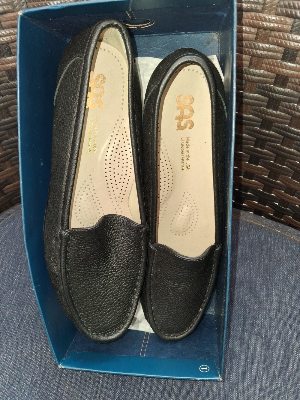 SAS Women's Black Leather Slip-On Moccasins
